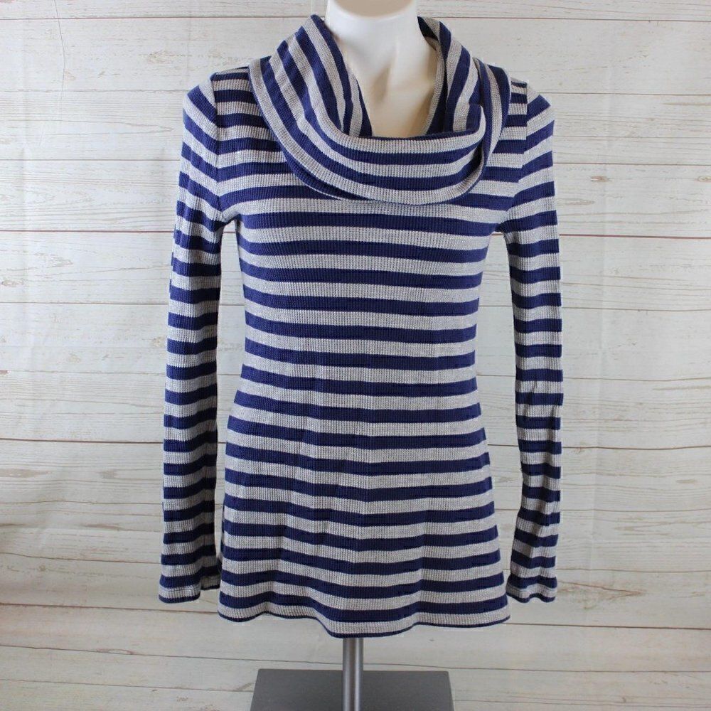 Chip & pepper S stripe waffle knit cowl neck top